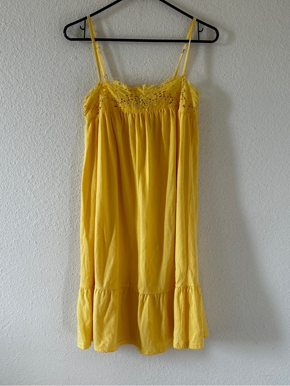 Roxy Crochet Lace Tiered Hem A-line Dress Women’s Medium Yellow